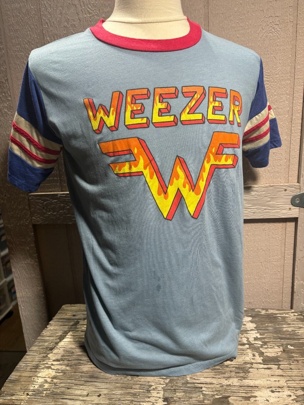 Weezer T-Shirt Light Blue Size Large Official camp collection shirt